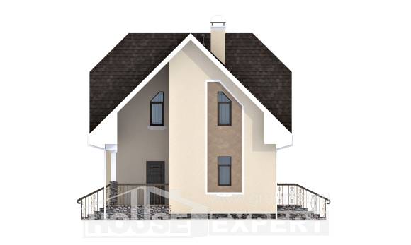 125-001-Л Проект двухэтажного дома с мансардой, бюджетный домик из газобетона Заполярный, House Expert