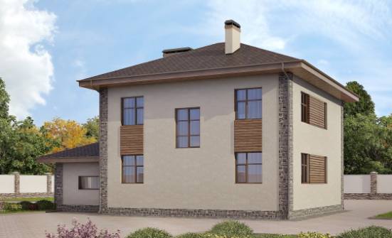 185-004-П Проект двухэтажного дома и гаражом, классический коттедж из газобетона, Апатиты