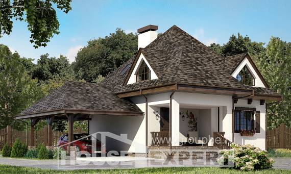 110-002-Л Проект двухэтажного дома мансардный этаж и гаражом, уютный дом из бризолита Ковдор, House Expert