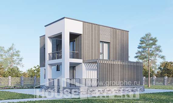 150-017-П Проект двухэтажного дома, бюджетный загородный дом из теплоблока, Ковдор