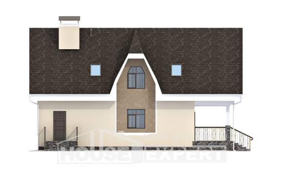 125-001-Л Проект двухэтажного дома с мансардным этажом, уютный дом из арболита Заполярный, House Expert