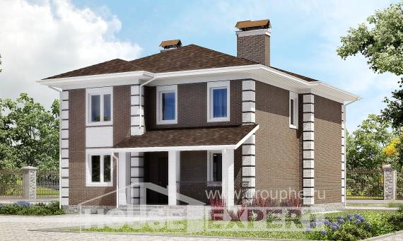 185-002-П Проект двухэтажного дома, современный домик из арболита Мончегорск, House Expert