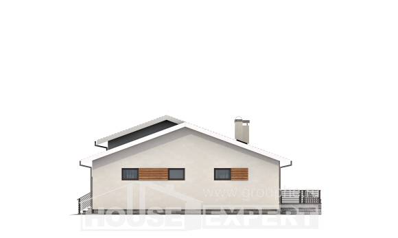 135-002-П Проект одноэтажного дома и гаражом, доступный дом из газосиликатных блоков, Апатиты
