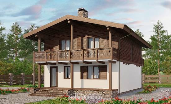 150-016-Л Проект двухэтажного дома с мансардой, скромный домик из газобетона Оленегорск | Проекты домов от House Expert