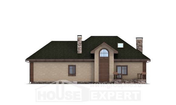 180-010-П Проект двухэтажного дома с мансардным этажом и гаражом, средний домик из поризованных блоков Заполярный, House Expert