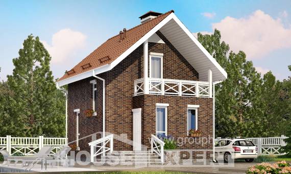 045-001-Л Проект двухэтажного дома с мансардным этажом, миниатюрный домик из газосиликатных блоков Ковдор, House Expert