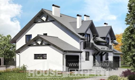 290-003-П Проект двухэтажного дома с мансардным этажом, большой загородный дом из арболита Ковдор, House Expert