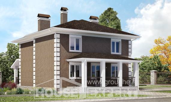 185-002-П Проект двухэтажного дома, простой дом из теплоблока Мончегорск, House Expert
