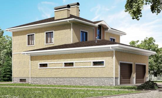 350-002-Л Проект трехэтажного дома, гараж, большой коттедж из кирпича, Заполярный