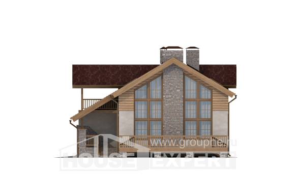 165-002-П Проект двухэтажного дома с мансардным этажом и гаражом, скромный загородный дом из арболита Кандалакша, House Expert