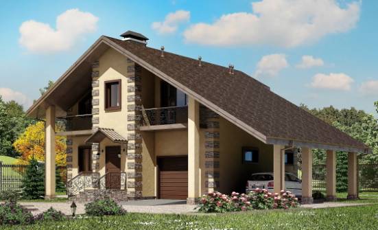150-003-П Проект двухэтажного дома мансардой, гараж, уютный загородный дом из твинблока Ковдор | Проекты домов от House Expert