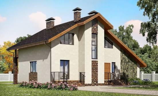 180-008-Л Проект двухэтажного дома с мансардой, гараж, уютный домик из блока Мурманск | Проекты домов от House Expert