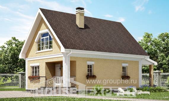 130-004-П Проект двухэтажного дома с мансардным этажом, красивый дом из блока Кандалакша, House Expert