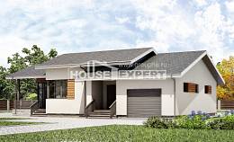 135-002-П Проект одноэтажного дома и гаражом, компактный дом из газобетона, Кандалакша