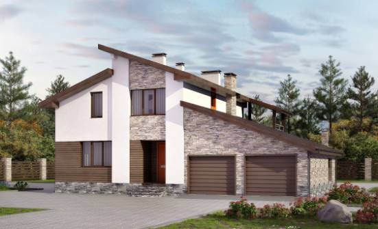 240-004-П Проект двухэтажного дома с мансардой и гаражом, просторный домик из теплоблока Заполярный | Проекты домов от House Expert