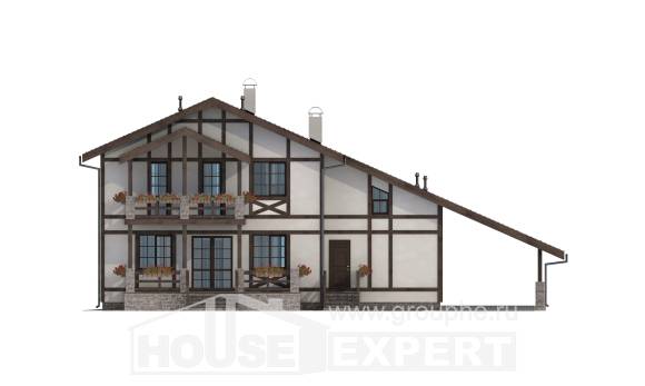 250-002-Л Проект двухэтажного дома с мансардой, гараж, классический домик из кирпича Ковдор, House Expert