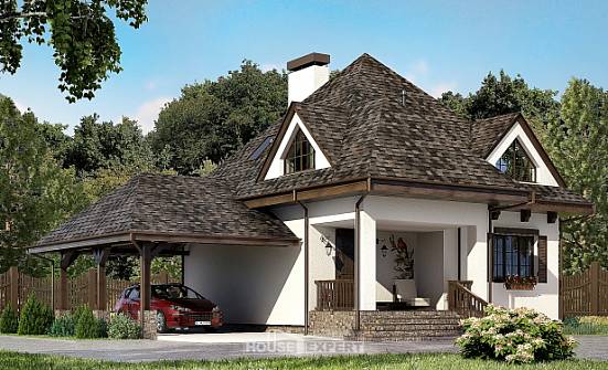 110-002-Л Проект двухэтажного дома мансардой и гаражом, экономичный домик из бризолита Ковдор | Проекты домов от House Expert
