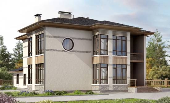 345-001-П Проект двухэтажного дома, красивый коттедж из пеноблока, Мурманск