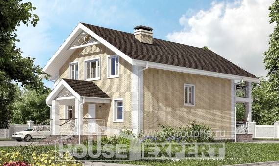 150-007-Л Проект двухэтажного дома мансардный этаж, бюджетный загородный дом из блока Заполярный, House Expert