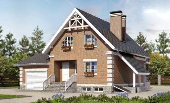 200-009-Л Проект трехэтажного дома с мансардой, гараж, уютный коттедж из поризованных блоков Ковдор | Проекты домов от House Expert