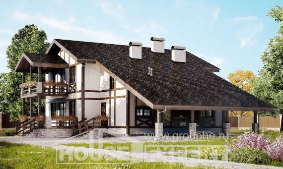250-002-Л Проект двухэтажного дома с мансардой и гаражом, просторный дом из кирпича Оленегорск, House Expert