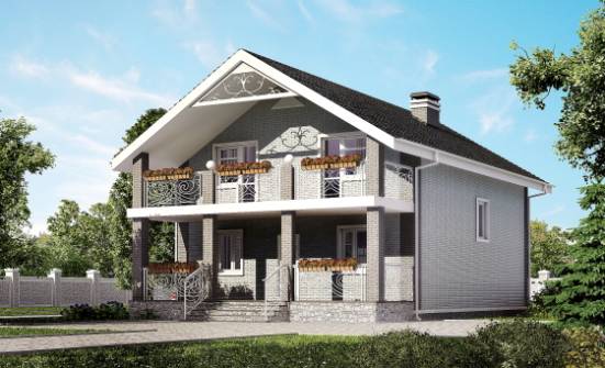 150-007-П Проект двухэтажного дома мансардой, классический домик из бризолита, Ковдор