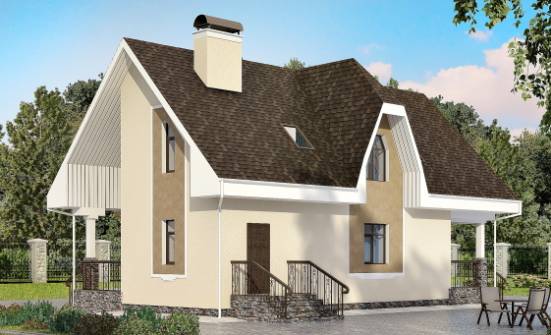125-001-Л Проект двухэтажного дома мансардой, красивый домик из пеноблока Оленегорск | Проекты домов от House Expert