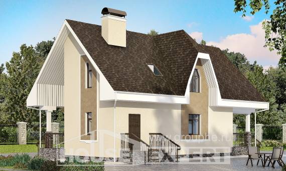 125-001-Л Проект двухэтажного дома с мансардой, современный загородный дом из теплоблока Мурманск, House Expert