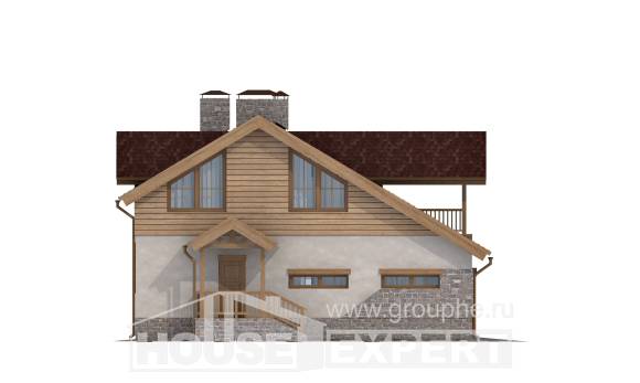165-002-П Проект двухэтажного дома мансардный этаж и гаражом, уютный дом из поризованных блоков Апатиты, House Expert
