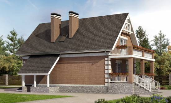 200-009-Л Проект трехэтажного дома с мансардой, гараж, уютный коттедж из поризованных блоков Ковдор | Проекты домов от House Expert