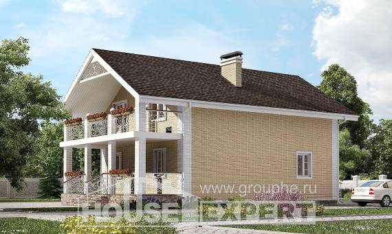 150-007-Л Проект двухэтажного дома с мансардным этажом, скромный домик из поризованных блоков, Мурманск