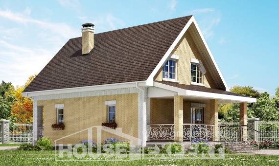 130-004-П Проект двухэтажного дома с мансардным этажом, бюджетный домик из арболита Ковдор, House Expert
