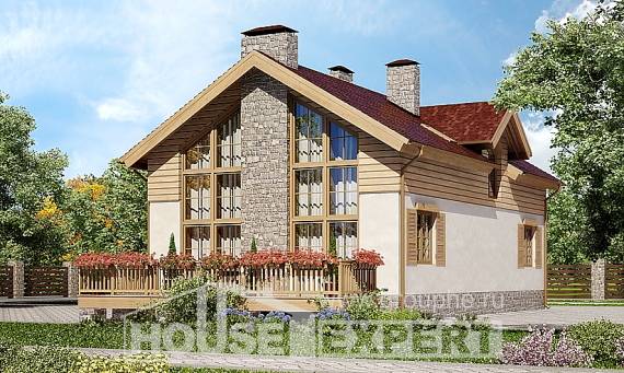 165-002-П Проект двухэтажного дома мансардный этаж, гараж, небольшой дом из газосиликатных блоков Мурманск, House Expert